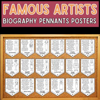 Preview of International Artist's Day - Famous Artists Coloring Biography Pennants Posters