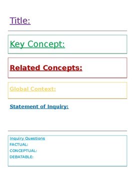 Preview of International Baccalaureate MYP Student Unit Planner template