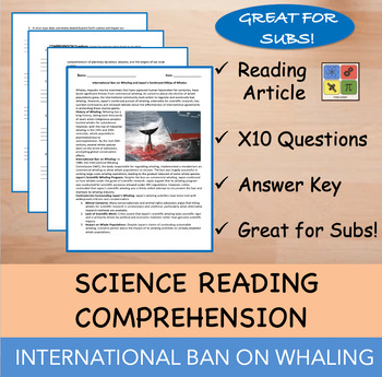 Preview of International Ban on Whaling - Reading Passage x10 Questions - EDITABLE