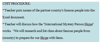 Preview of International Classroom Partner Skype Activity