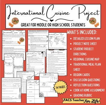 Preview of International Cuisine Project: FACS, Cooking, Middle or High School, NO PREP