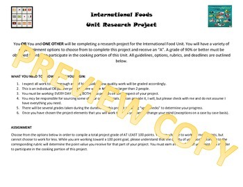 Preview of International Cuisine Research Project for FCS Foods, Nutrition and Culinary