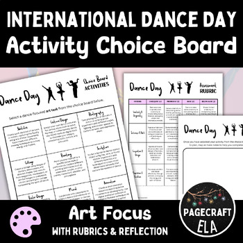 Preview of International Dance Day Art Activity Choice Board with Rubrics