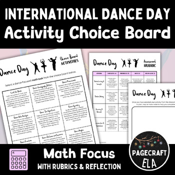Preview of International Dance Day Math Activity Choice Board with Rubrics
