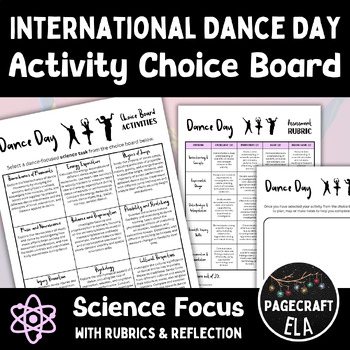 Preview of International Dance Day Science Activity Choice Board with Rubrics