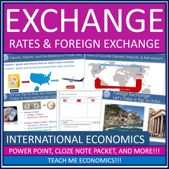 Preview of Foreign Exchange Rates PowerPoint Economics + Economic Interactive Notebook