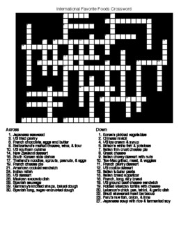 Preview of International Favorite Foods Crossword and Word Search Puzzles