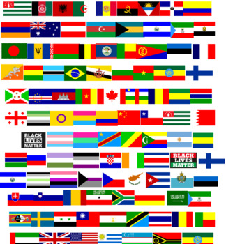Preview of International Flags, Black Lives Matter, LGBTQIA+ Flags Bulletin Board Border