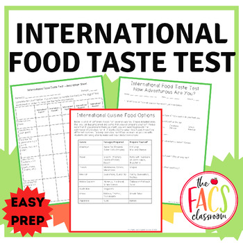 Preview of Life Skills International Food and Cooking Taste Test | FCS
