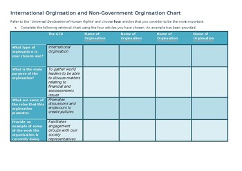 Preview of International Government Organisations and NGO's Worksheet