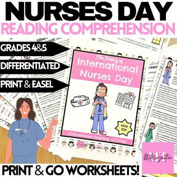 Preview of International Nurses Day Reading Comprehension Worksheets