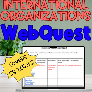 Preview of International Organizations Webquest - Intergovernmental, Nongovernmental Chart