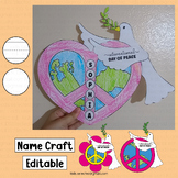 International Peace Day Activities Name Craft Writing Dove