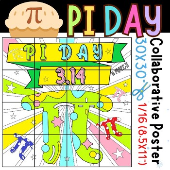 Preview of pi day high school activities | pi day coloring (3.14) | Collaborative Poster