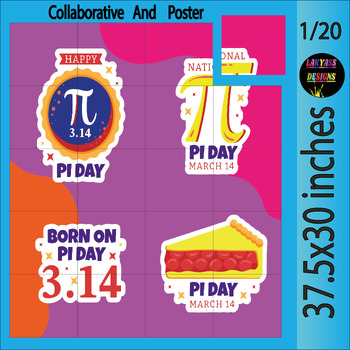 Preview of International Pi Day collaborative coloring And Puzzle | Pi Day Bulletin Board