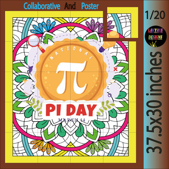 Preview of International Pi Day collaborative coloring And Puzzle | Pi Day Bulletin Board