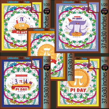 Preview of International Pi Day collaborative coloring  | Pi Day Bulletin Board / Bundle
