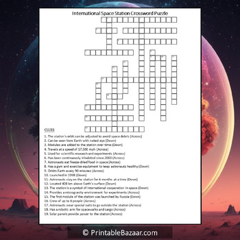 International Space Station Crossword Puzzle Worksheet Activity TPT