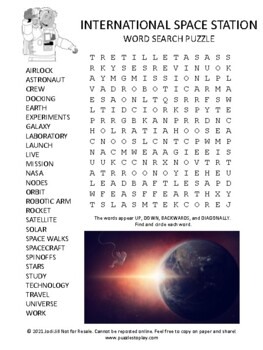 Preview of International Space Station Word Search Worksheet Activity Game