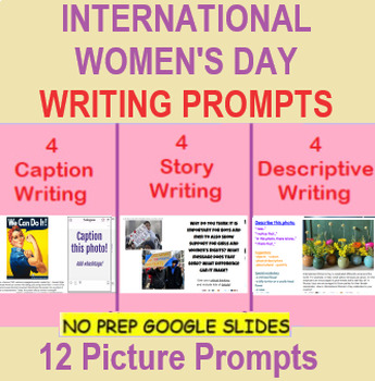 Preview of International Women Day's Writing Prompts with Pictures | Women's History Month