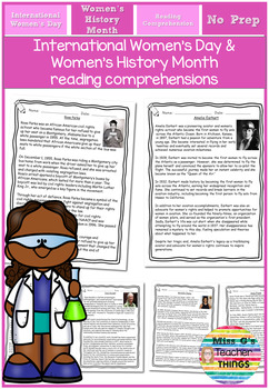 Preview of Women's History Month / International Women's Day - 11 Reading Comprehensions