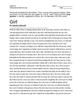 girl by jamaica kincaid poem