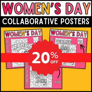 Preview of International Women's Day Collaborative Coloring Posters Bulletin Board Bundle
