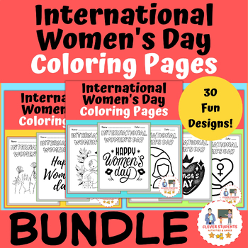 Preview of International Women's Day Coloring Pages | Spring Activities | BUNDLE