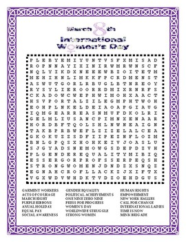 Preview of International Women's Day-March 8- Word Search & Puzzle-Distance Learning 