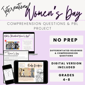 Preview of Women's History Month Middle School, Comprehension Activities, Digital, ELA