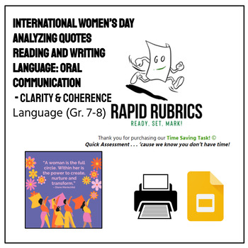 Preview of International Women's Day: Quote Analysis - Time Saving Task - Rapid Rubrics