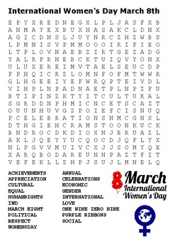 International Women s Day Word Search by Steven s Social 