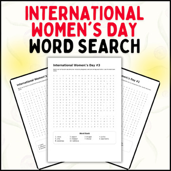 Preview of International Women's Day Word Search: Celebrate Women's History and Equality