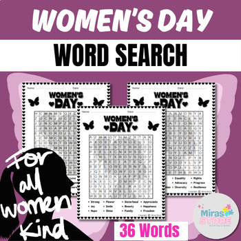 Preview of International Women's Day Word Search Puzzle Activity| Women History Month