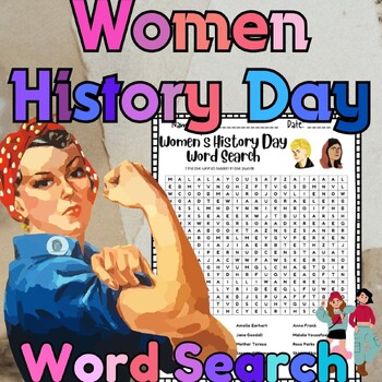 Preview of International Women 's History Day Word Search March worksheet for 1st,2nd,3rd,