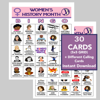 Preview of International Womens Day Bingo, Womens History Month Activities, School Games