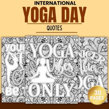 Preview of International Yoga Day Quotes Mandala Coloring Pages - Fun June Activities