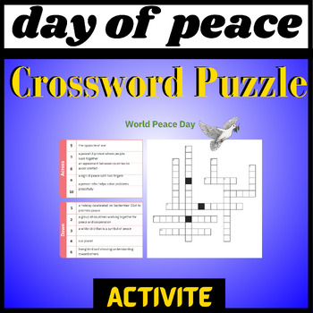 Preview of International day of peace Activity (World Peace Day Crossword Puzzle)