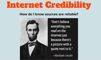 Preview of Internet Credibility Mini Lesson