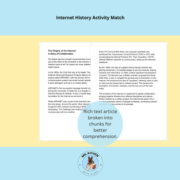 Preview of  Informational Article: Internet History, Middle School
