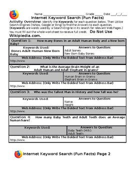 keyword search worksheets teaching