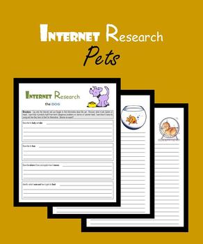 Preview of Pets - Internet Activity - Search online for information about each type of pet