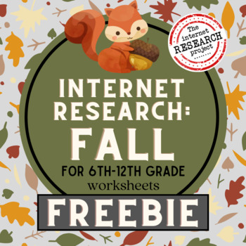 Preview of Internet Research Project Autumn Fall Worksheets