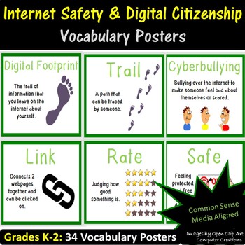 Preview of Internet Safety Common Sense Media Aligned | Computer Lab Classroom Decor