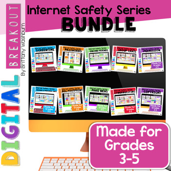Preview of Internet Safety Topics Digital Breakouts Bundle | Computer Lab Activities