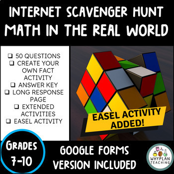 Preview of Internet Scavenger Hunt Webquest Activity: Math in the Real World - 50 Facts