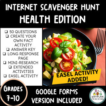Preview of Internet Scavenger Hunt WebQuest Activity - Health - Distance-Learning