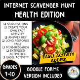Internet Scavenger Hunt WebQuest Activity - Health - Dista