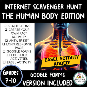 Preview of Internet Scavenger Hunt WebQuest Activity: Human Body Facts - 50 Questions