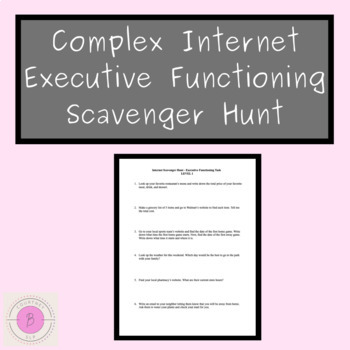Preview of Internet Scavenger Hunt - Complex Executive Function Adult Cognitive Therapy